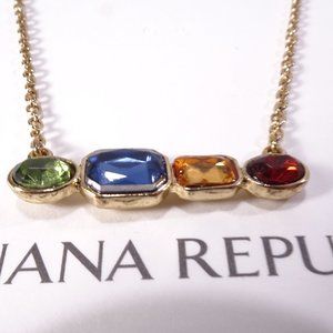 NWT Banana Republic Multi Color Rainbow Bar Gemstone Bar Necklace NWT 38